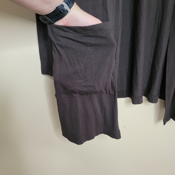 Cielo | Dark Brown Long Open Front Cardigan - Picture 4 of 4